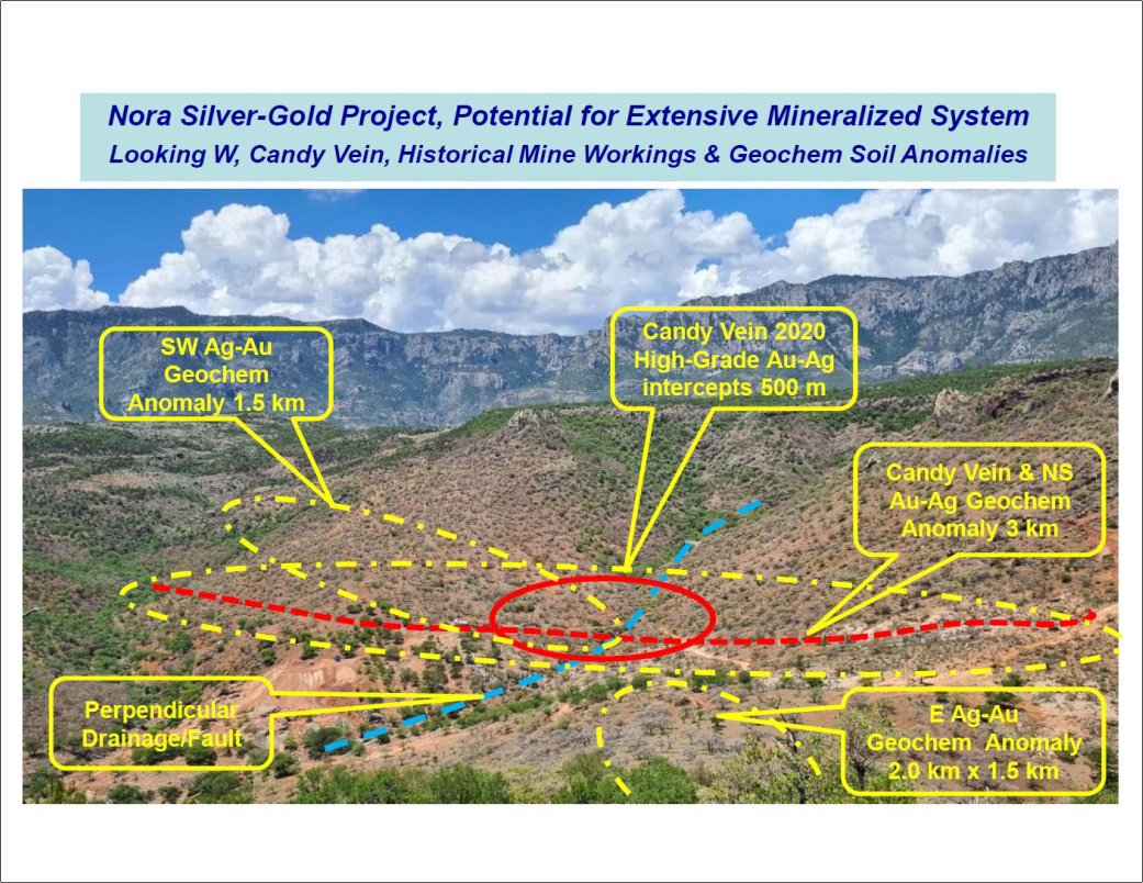 Nora Silver-Gold Project, Potential for Extensive Mineralized System